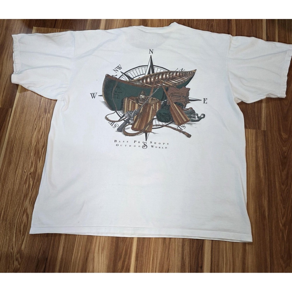 Vintage Bass Pro Shops Outdoor World Shirt Mens Large White Snowshoe Thompson